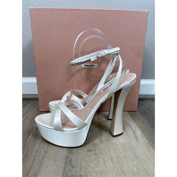 Miu Miu Block Heel Platform Sandals Size 39 (9) $1220 - Picture 8 of 16